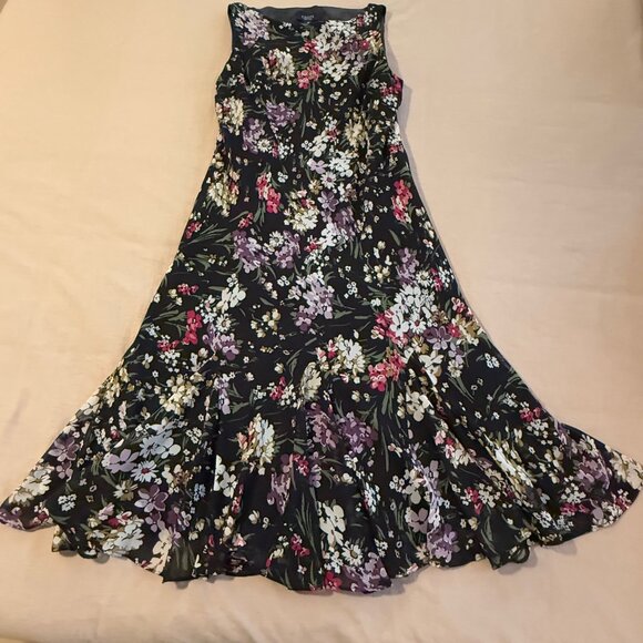 CHAPS Hibiscus Hill Sleeveless Fit & Flare Floral Midi Dress‎ Size 10 - Picture 1 of 8